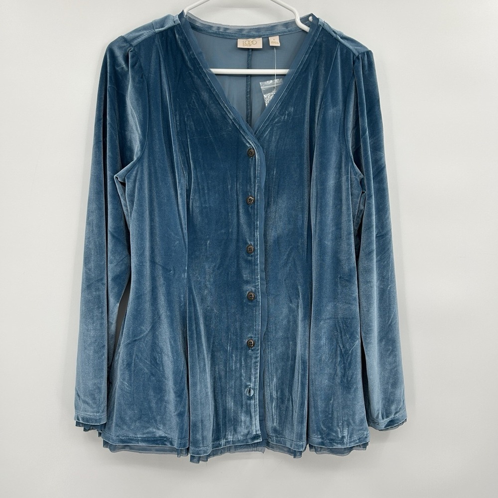 Logo Lavish Lori Goldstein Velvet Button Down Top Small Whimsigoth Boho Romantic